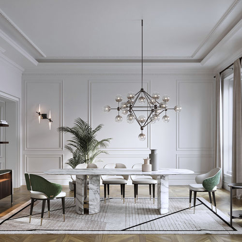 Mesa contemporânea - Ercole - Capital Collection - em mármore / com base em mármore / oval