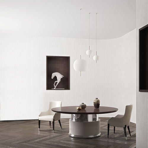 Mesa contemporânea - ROCK T180 - Capital Collection - em madeira / com base metálica / com base em couro