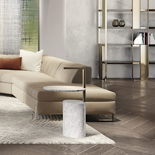 Mesa lateral contemporânea - HUGO M-L - Capital Collection - em mármore / com base em mármore / oval