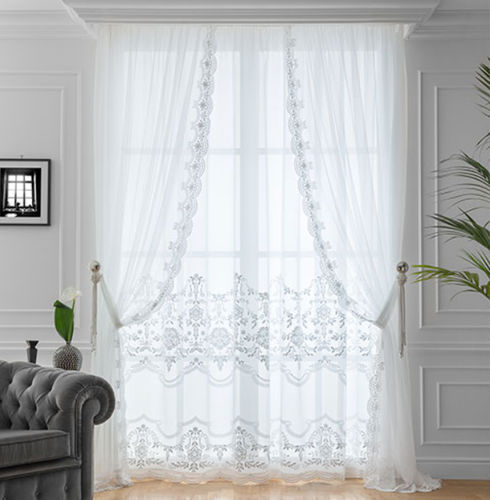 Cortina de voile com padrão floral - GRACE MODEL 29  - Chicca Orlando srl - transparente / bordada / larga