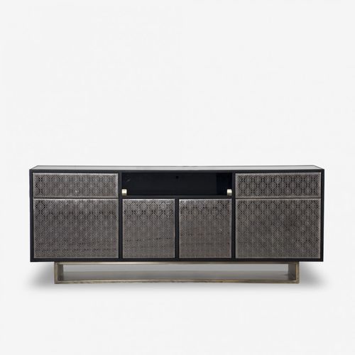 Buffet aparador contemporâneo - FAY - Estetik Decor - em madeira / em vidro fumê / em couro