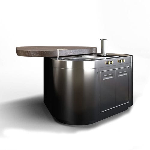 Cozinha contemporânea - Matilde - Laboratorio Mattoni - em teca / em inox escovado / escondida