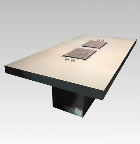 Mesa de jantar contemporânea - Scottone - Laboratorio Mattoni - em cerâmica / com base em aço inoxidável / retangular