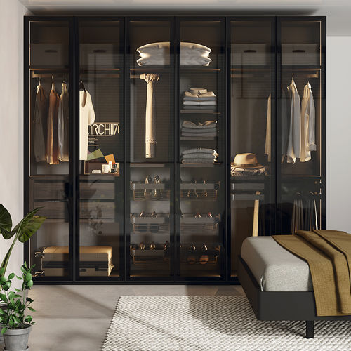 Guarda-roupa modular - Shadow - Mobenia - contemporâneo / em laminado / com portas de abrir