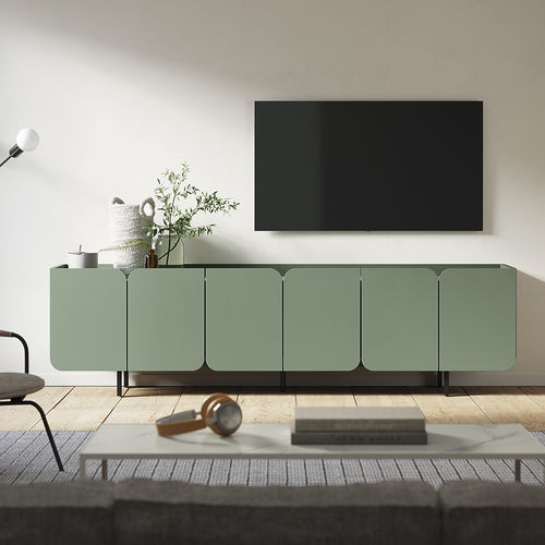 Rack de TV contemporâneo - Tulip - Mobenia - com 4 portas / em MDF laqueado / em laminado melamínico