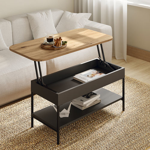 Mesa de centro contemporânea - Up - Mobenia - em MDF laqueado / em laminado melamínico / com base metálica