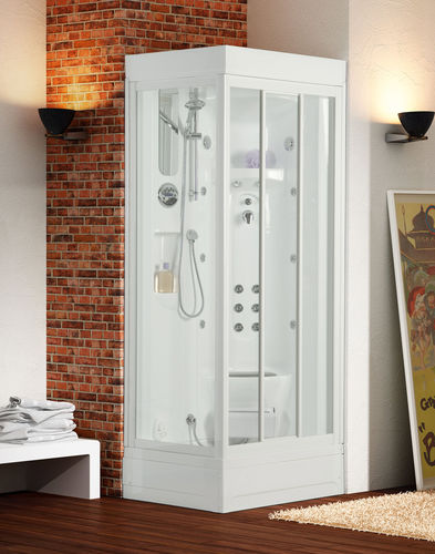 Cabine de banho multifuncional - LINOSA - THERMO DESIGN - em vidro / com portas de correr / quadrada