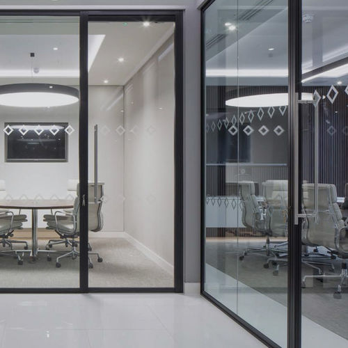 Painel de vidro temperado - GLASSWALLS SIMPLE - CARVART - laminado / gravado com ácido / para parede divisória