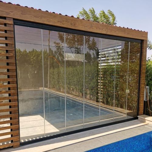 Porta camarão de vidro - TERRACE GLAZING SYSTEM WITHOUT THRESHOLD - BKS balcony glazing systems - em alumínio / de 3 folhas / dupla