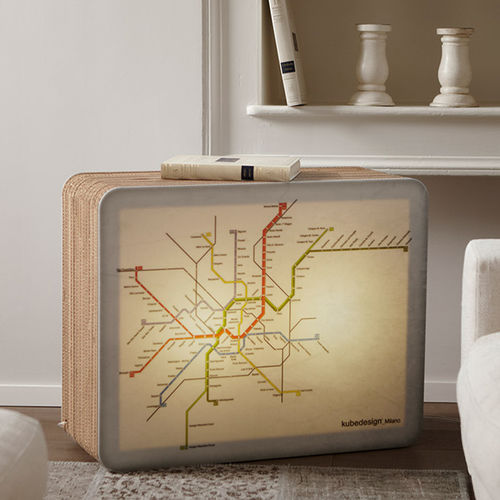 Mesa lateral de design original - METRÒ - Kubedesign - de metacrilato / em cartão / retangular