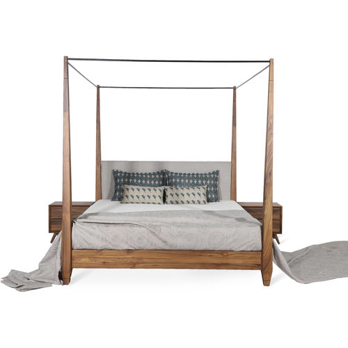 Cama de casal - DRITTO - ALANKARAM - contemporânea / com cabeceira / em teca