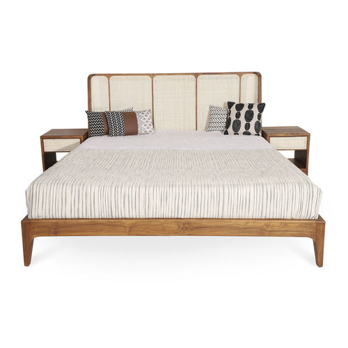 Cama de casal - UWAY - ALANKARAM - moderna / com cabeceira / em teca