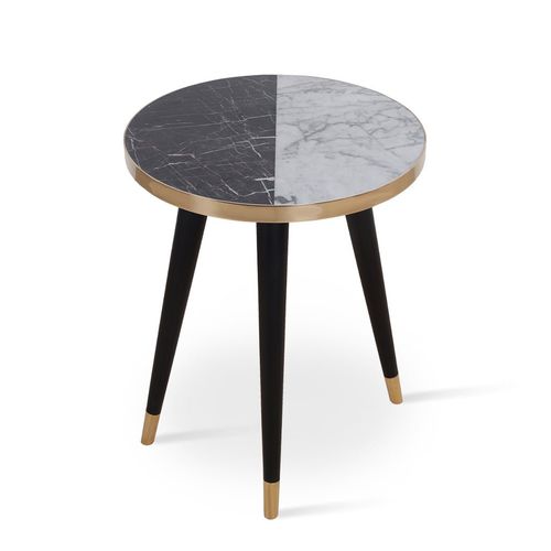 Mesa lateral contemporânea - RABI - ALANKARAM - em latão / em pedra / com base em latão