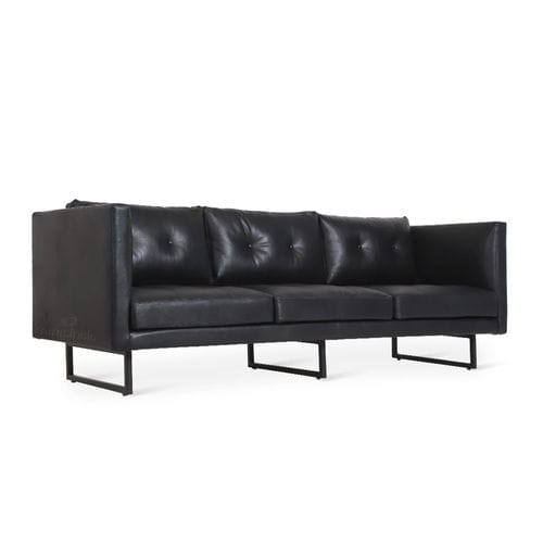 Sofá moderno - GIZA - ALANKARAM - em couro / com braços / preto