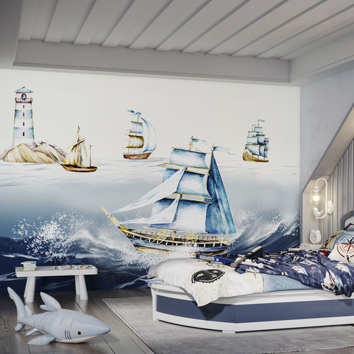 Papel de parede contemporâneo - NAVAL-TRIP-HDPG-08 - HD WALLS - em tecido não tecido / vinílico / motivo infantil