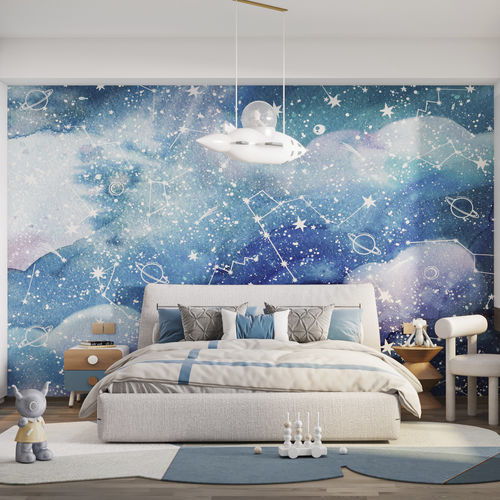 Papel de parede contemporâneo - GALAXBLUE-HDPG-09 - HD WALLS - em tecido não tecido / vinílico / personalizável