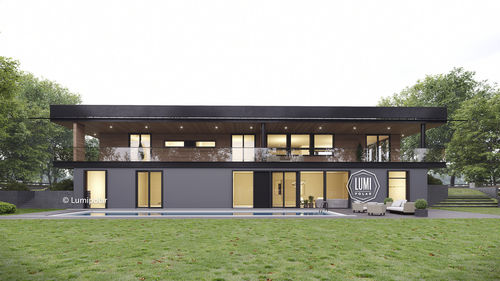 Casa modelo - GEOMETRIA 625 - Lumi Polar - moderna / com varanda / em madeira