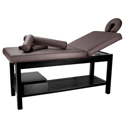 Mesa de massagem fixa - 03032 - INDUSTRIAS ORIOL - em madeira / com compartimento de arrumação / da linha comercial