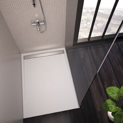 Piso de box retangular - SLOPE - Aquaestil plus - de sobrepor / extraplano / em ferro fundido