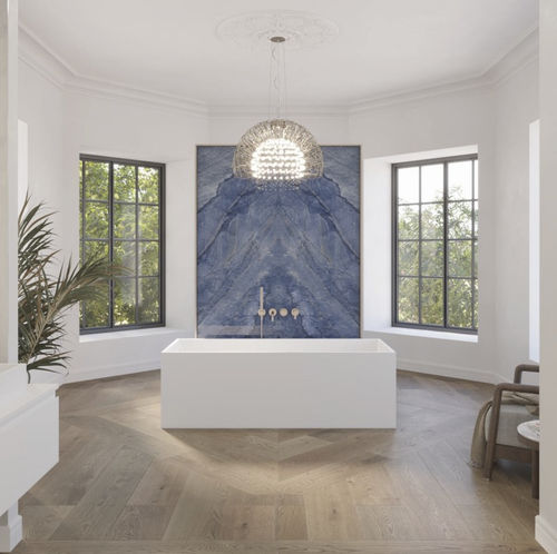 Banheira freestanding - BIHAM - Riluxa - para residência / em Solid Surface / contemporânea