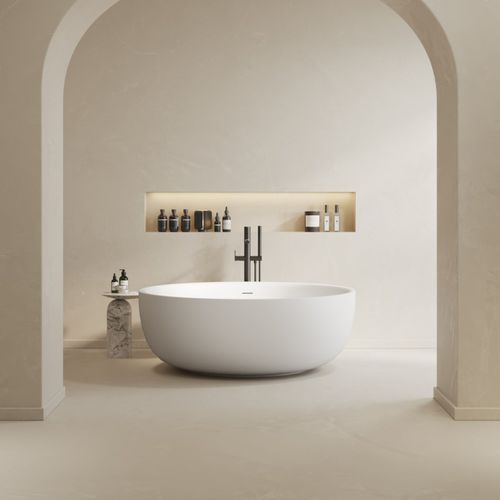 Banheira redonda - RIGEL - Riluxa - freestanding / para residência / em Solid Surface