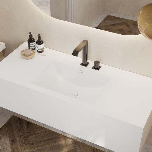 Cuba suspensa - REFRESH DEEP - Riluxa - em Corian® / com tampo / por medida