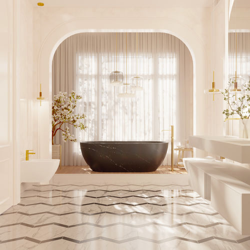 Banheira oval - ZURICH MARQUINA - Riluxa - freestanding / para residência / em Solid Surface