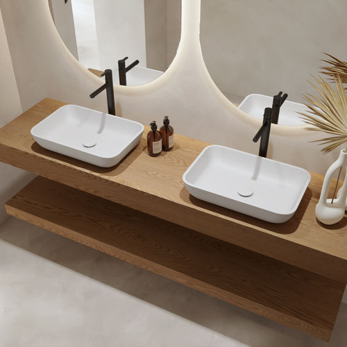 Tampo de bancada em carvalho - HYLAS LUXE - Riluxa - em madeira maciça / da linha comercial / para banheiro