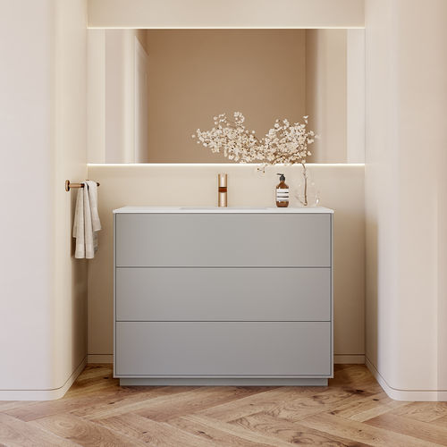 Gabinete de banheiro de piso - GAIA VANITY UNIT - Riluxa - em MDF / contemporâneo / sem portas