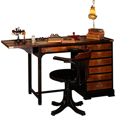 Mesa secretária de piso - MM-110 - Félix Monge - clássica / em madeira / reta