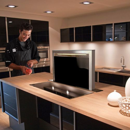 Coifa de bancada - LA-90-DWN-SS-BLK - Luxair Cooker Hoods Kitchen Extractors - com iluminação embutida