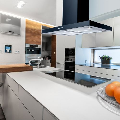 Coifa de ilha - LA-90-FLT-ISL - Luxair Cooker Hoods Kitchen Extractors - com iluminação embutida / preta