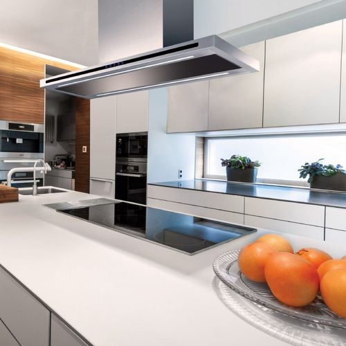 Coifa de ilha - LA-90-LINEA-ISL-SS - Luxair Cooker Hoods Kitchen Extractors - com iluminação embutida