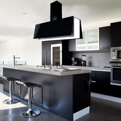 Coifa de ilha - LA-100-ANGELO-ISL-BLK - Luxair Cooker Hoods Kitchen Extractors - profissional / com iluminação embutida / de design original