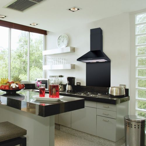 Coifa de parede - LA-60-STD - Luxair Cooker Hoods Kitchen Extractors - com iluminação embutida / preta