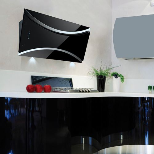 Coifa de parede - LA-90-NERO-BG - Luxair Cooker Hoods Kitchen Extractors - com iluminação embutida / de design original / preta