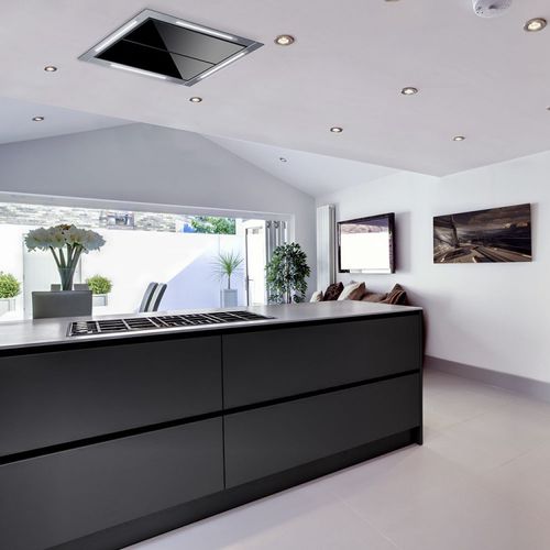 Coifa de teto - LA-1200-JET - Luxair Cooker Hoods Kitchen Extractors - com iluminação embutida / preta