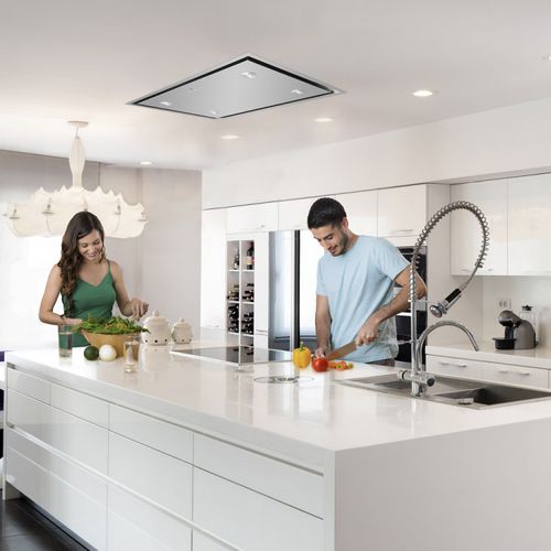 Coifa de teto - LA-90-DELUX-SS - Luxair Cooker Hoods Kitchen Extractors - com iluminação embutida