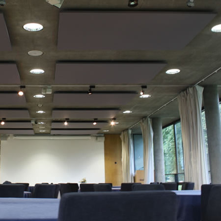 Painel acústico para teto - SERENITY CLOUD - Moving Designs Ltd - suspenso / em tecido / retangular