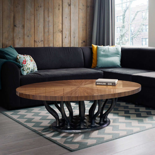 Mesa de centro de design orgânico - ALLANA - KARPA - em nogueira / com base em fibra de vidro / com base em resina