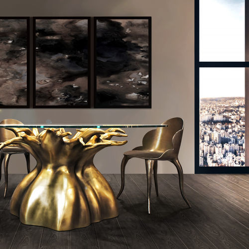 Cadeira de sala de jantar contemporânea - LUNA  - KARPA - para ambiente interno / em tecido / com base em fibra de vidro