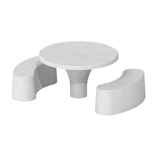 Mesa de piquenique contemporânea - PREFAC MYWAY - em concreto / redonda / com cadeiras integradas