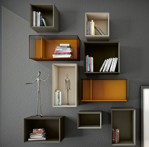 Estante de parede - FLOW BOX - EMEDE - modular / contemporânea / em madeira laqueada
