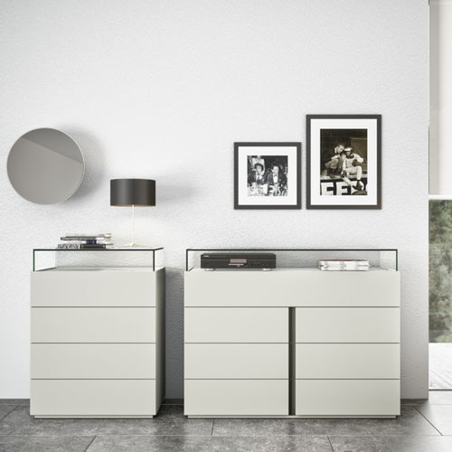 Cômoda de design minimalista - KLAS 4T - EMEDE - em madeira / em vidro / em cerâmica