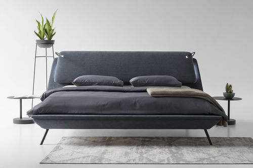 Cama de casal - DUOO - ZEGEN - contemporânea / estofada / com cabeceira