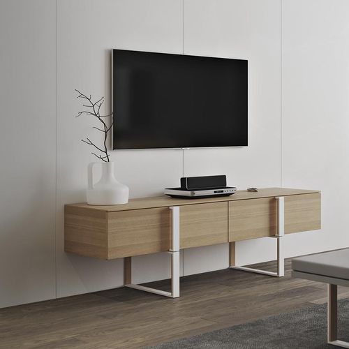 Rack de TV contemporâneo - GRID - ZEGEN - baixo / com folheado de madeira / em laminado