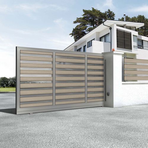 Portão de abrir - MODERN: M482 - Style Doors S.A. - de correr / em alumínio anodizado / de réguas