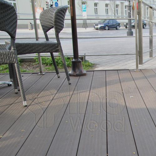 Tábua de deck em madeira plástica - INODECK CLASSIC - inowood - efeito de madeira / ranhurada / da linha comercial