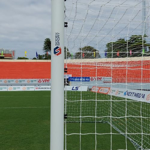 Rede de futebol em PEAD - S12861 - SODEX SPORT - branca / preta / retangular
