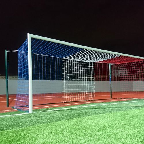 Rede de futebol em PEAD - S12921TRI - SODEX SPORT - em azul, vermelho e branco / retangular / com malha quadrada